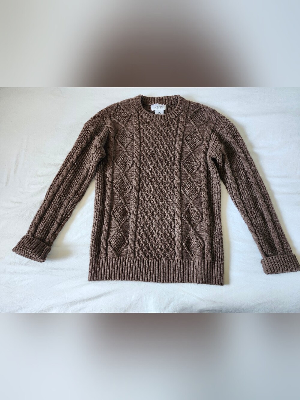 Kersh Merino Wool & Cotton Cable Knit Sweater